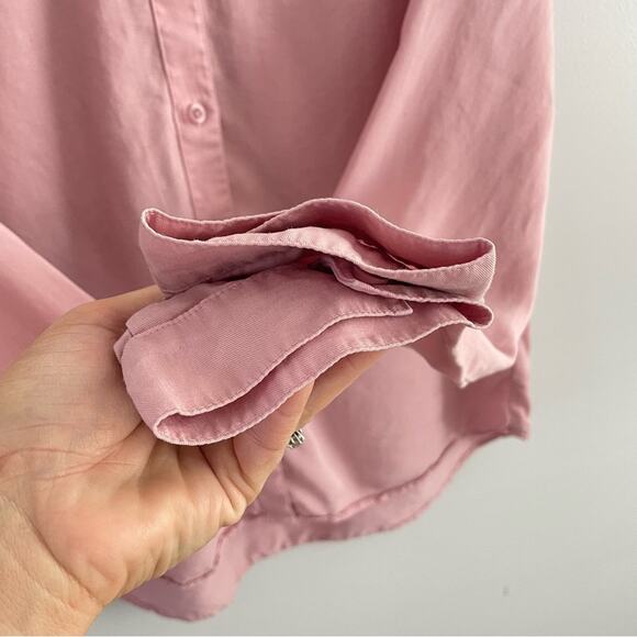 Anthropologie | Women’s Cloth & Stone Ruffled Shoulder Button Front Shirt Top L - Picture 6 of 9